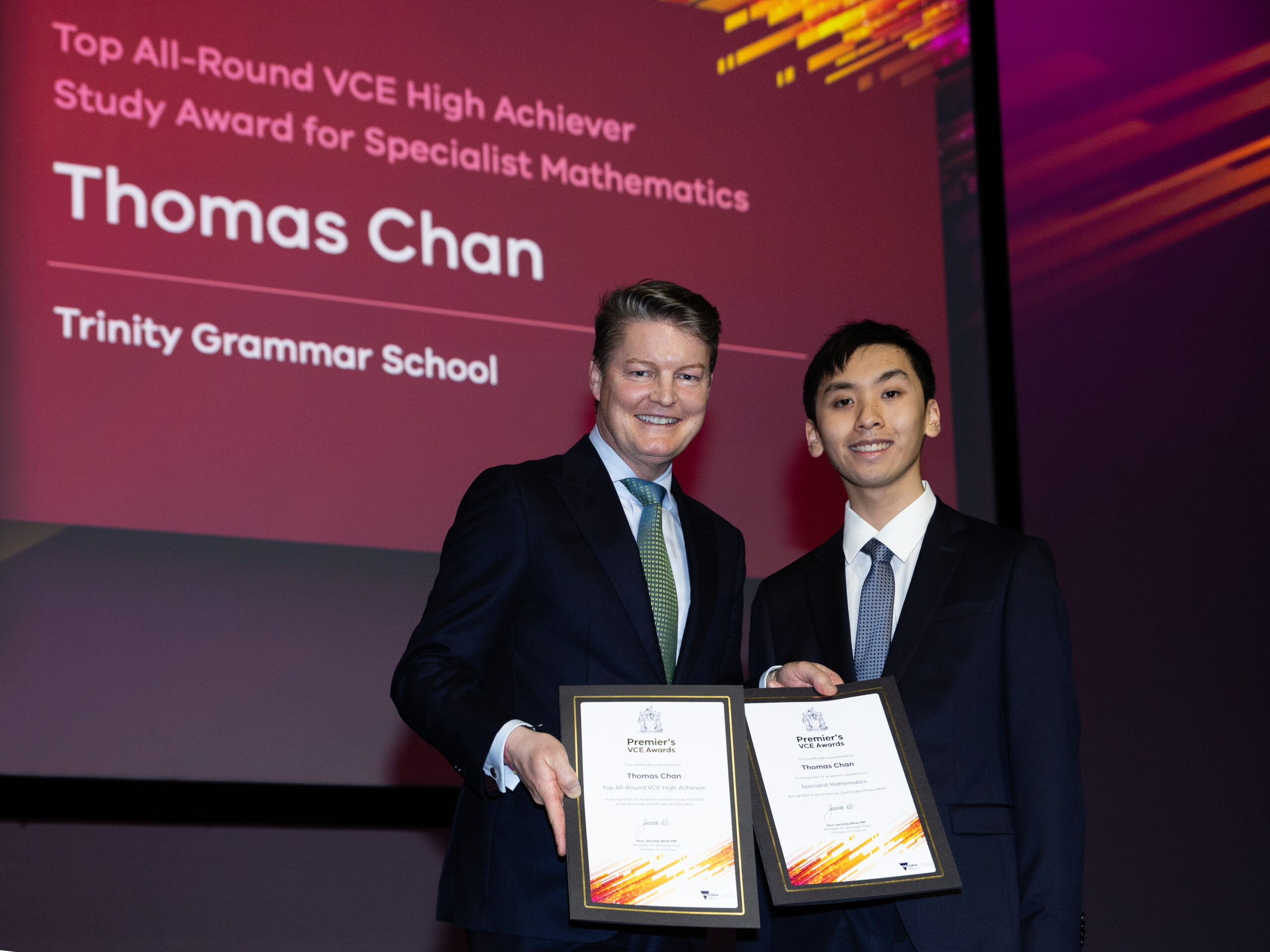 Trinity Students Recognised with Premier's VCE Awards